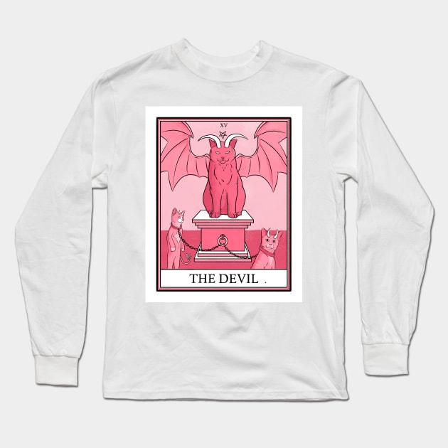 Devil Cat Tarot Long Sleeve T-Shirt by B McCormick ART